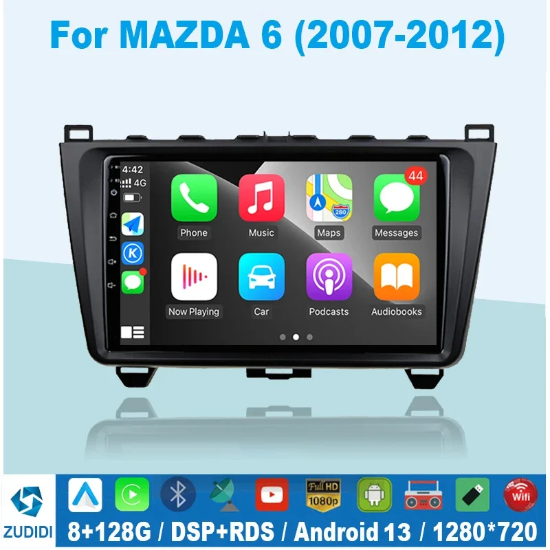 

8G+128G 2 din Android 13 Carplay GPS Car Radio for Mazda 6 Rui wing Mazda 6 GH 2008-2015 AutoRadio Multimedia Video Player