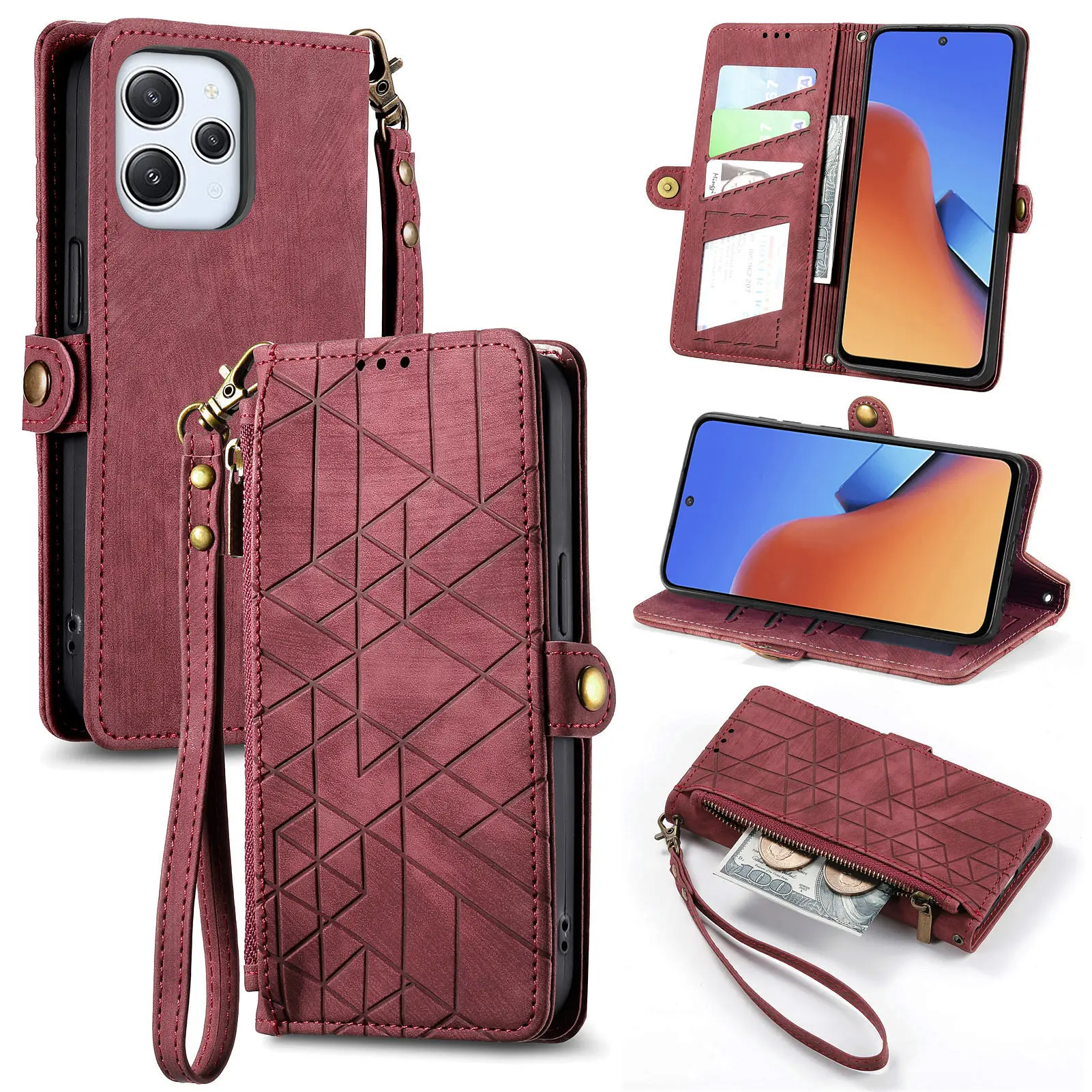 

Zipper Pocket Case for VIVO iQOO Neo 8 Pro 5G Luxury Leather Wrist Strap Lanyard Wallet Book Flip Cover Funda For VIVO iQOO 13