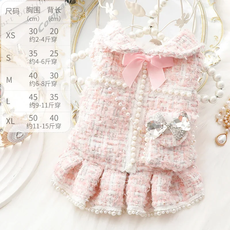 Ins New Winter Dog Clothes Cat Princess Dress Backpack Pink Luxury Fashion Design Dog Thickened Skirt Dog Christmas Clothes