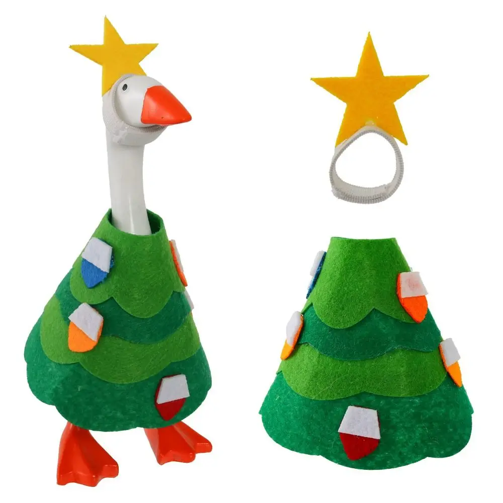 Fabric Goose Statue 7-Inch With Hat Christmas Ornament Christmas Tree Shaped Red And White Striped Scarf Pet Clothes Office Desk