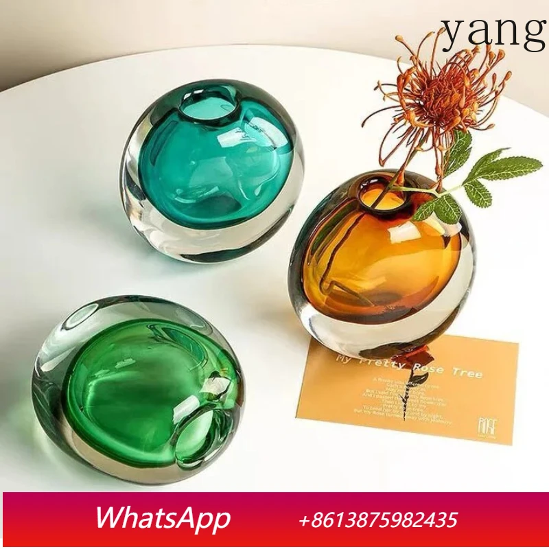 

Creative two-color glass vase artificial flower decoration flower pot desktop decoration