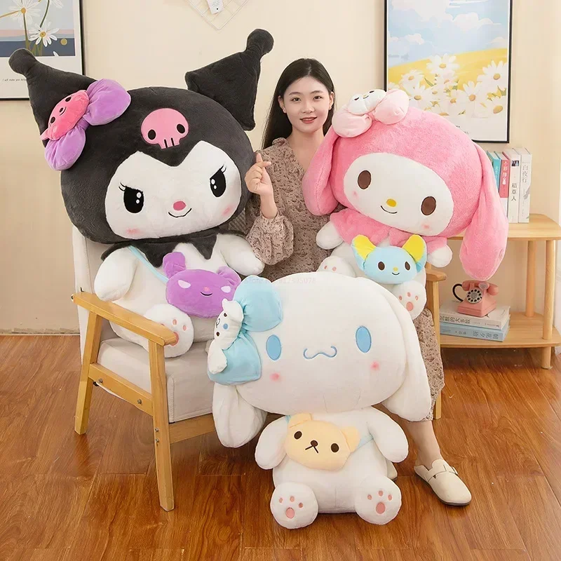 

In stock Sanrio Characters Kuromi My Melody Cinnamoroll Plush Dolls Soft Stuffed Pillow Anime Figure Cartoon Decor Toys Gifts