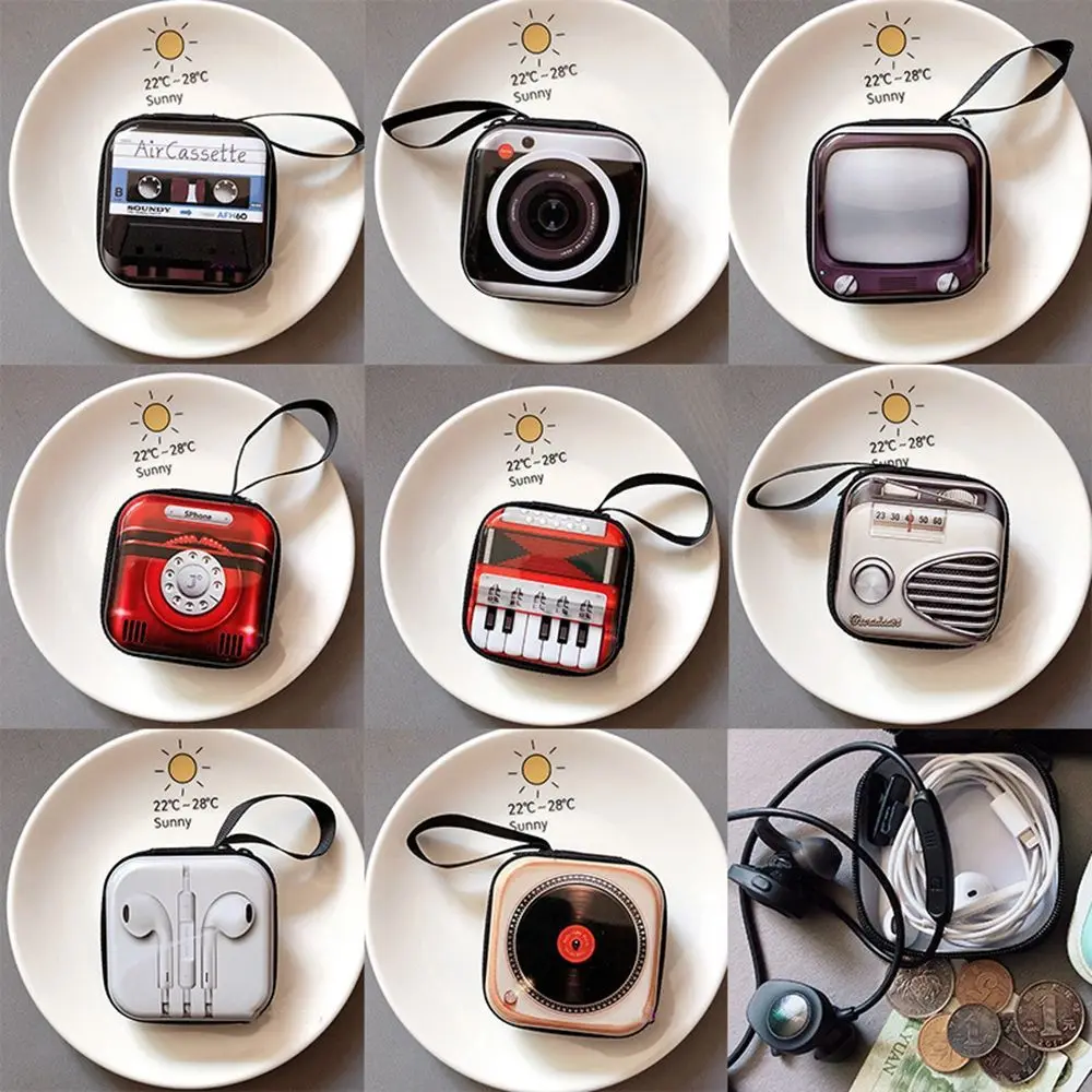 Simple Creative Tape Korean Money Bag Earphone Pouch TV Headphone Bag Small Purse Wallets Vintage Coin Bag Retro Coin Purse