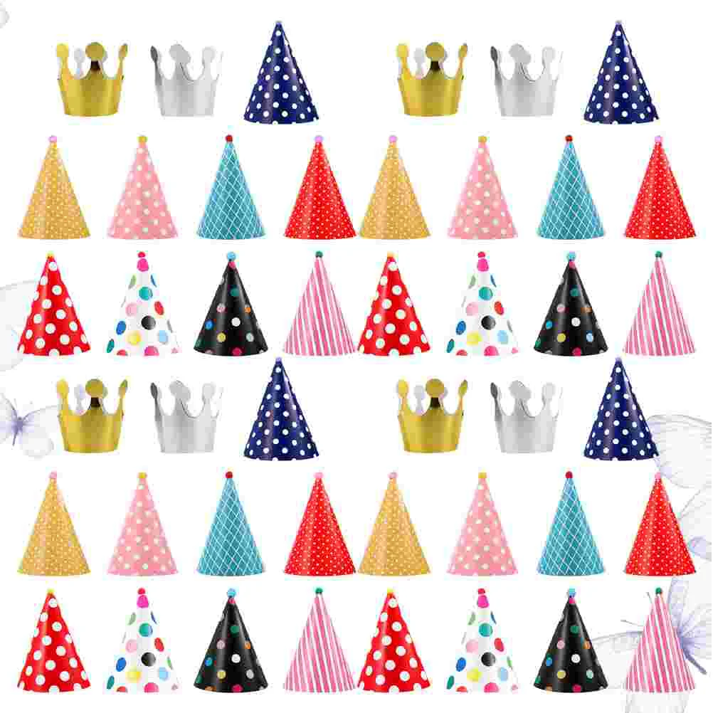 

44 Pcs Vasos Para Niños Party Cone Cap Crown Chic Paper Hat Child Birthday Hats