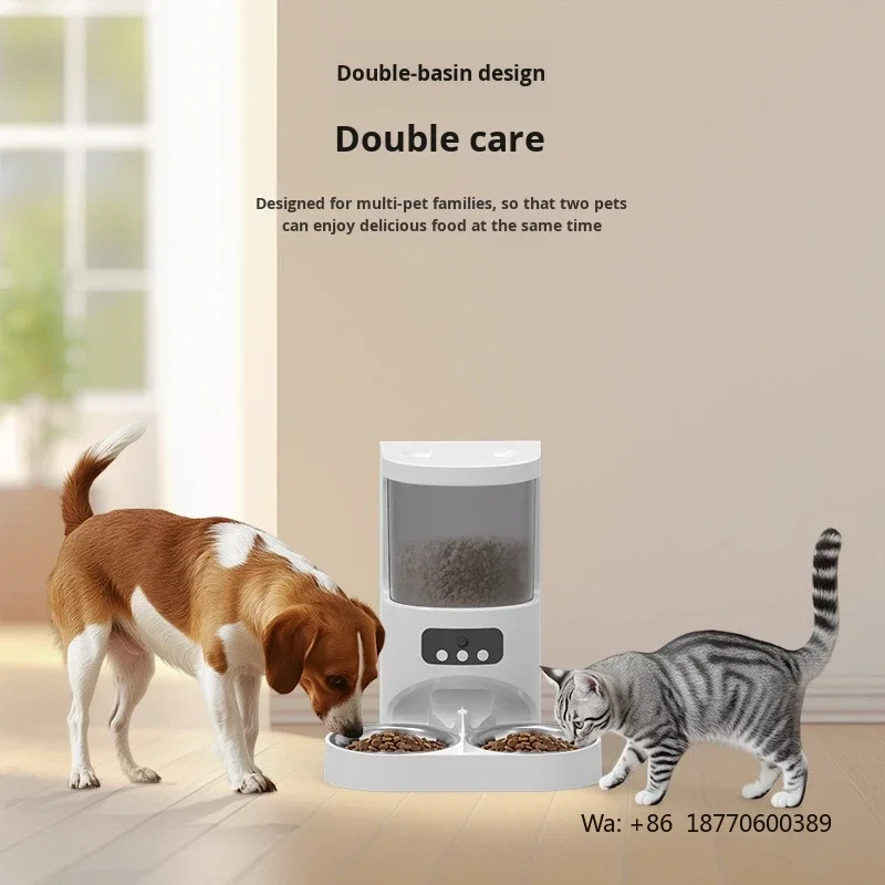 Automatic Pet Bowl Food Feeder Dual Bowl for Cats Dogs with Remote APP Support Monitoring Timing Quantitative Feeding 2kg CN