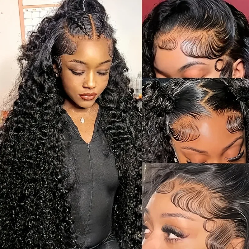 شعر مستعار بدانتيل أمامي مموج عميق - 13 × 4 عقدة مبيضة مسبقة القطع HD باروكة من شعر طبيعي بدون صمغ للنساء