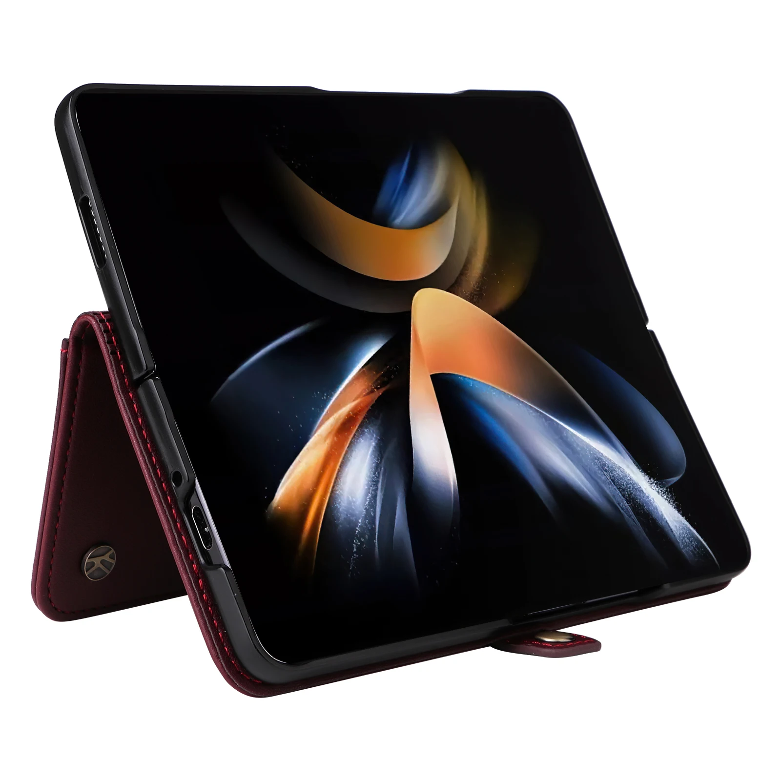 حافظة لهاتف سامسونج جالاكسي Z فولد 3 4 5 فليب 3 4 5 6 حافظة هاتف مغناطيسية فاخرة بإبزيم جانبي لتخزين البطاقات والمال