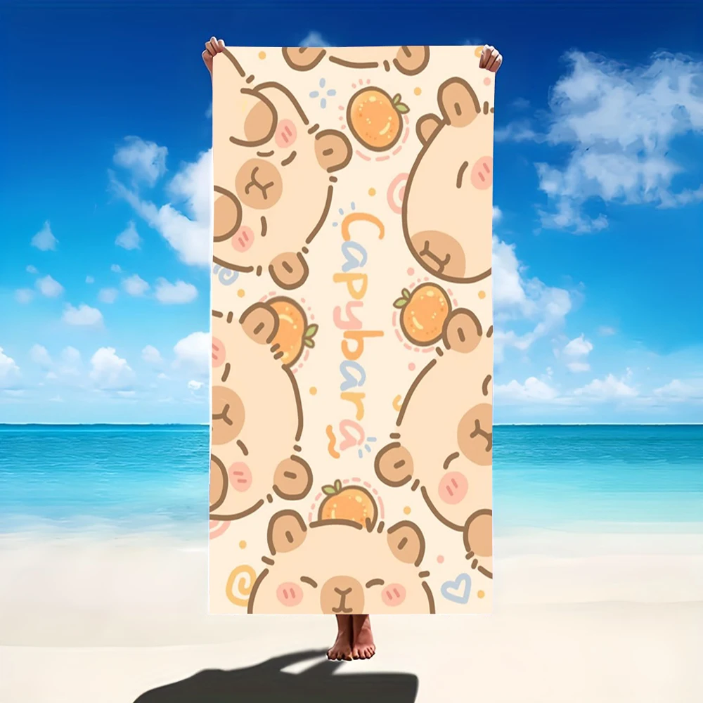 All Over Orange Capybara Repeat Print Beach Towel,sand-block fabric for beach trips,spa hours,picnic meets & poolside breaks