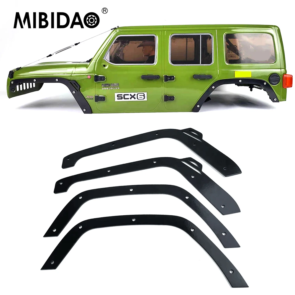 MIBIDAO metalowe nadkola zapobiegają zarysowaniu brwi koła do osiowego SCX6 AXI05000 Jeep Wrangler 1/6 zdalnie sterowany samochód gąsienicowy części