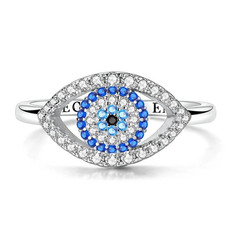 Original 925 Sterling Silver Ring Sparkling Devil's Eye Closed Rings For Women Girls Jewelry Birthday Anniversary Gifts