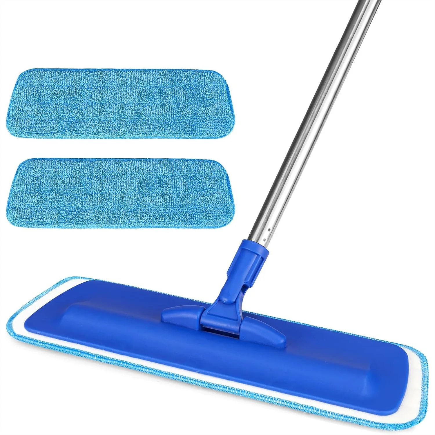 

17.5" Microfiber Floor Mop with Stainless Steel Handle, 2 Reusable Pads for Hardwood, Tile, Laminate, Wet and Dry Cleaning