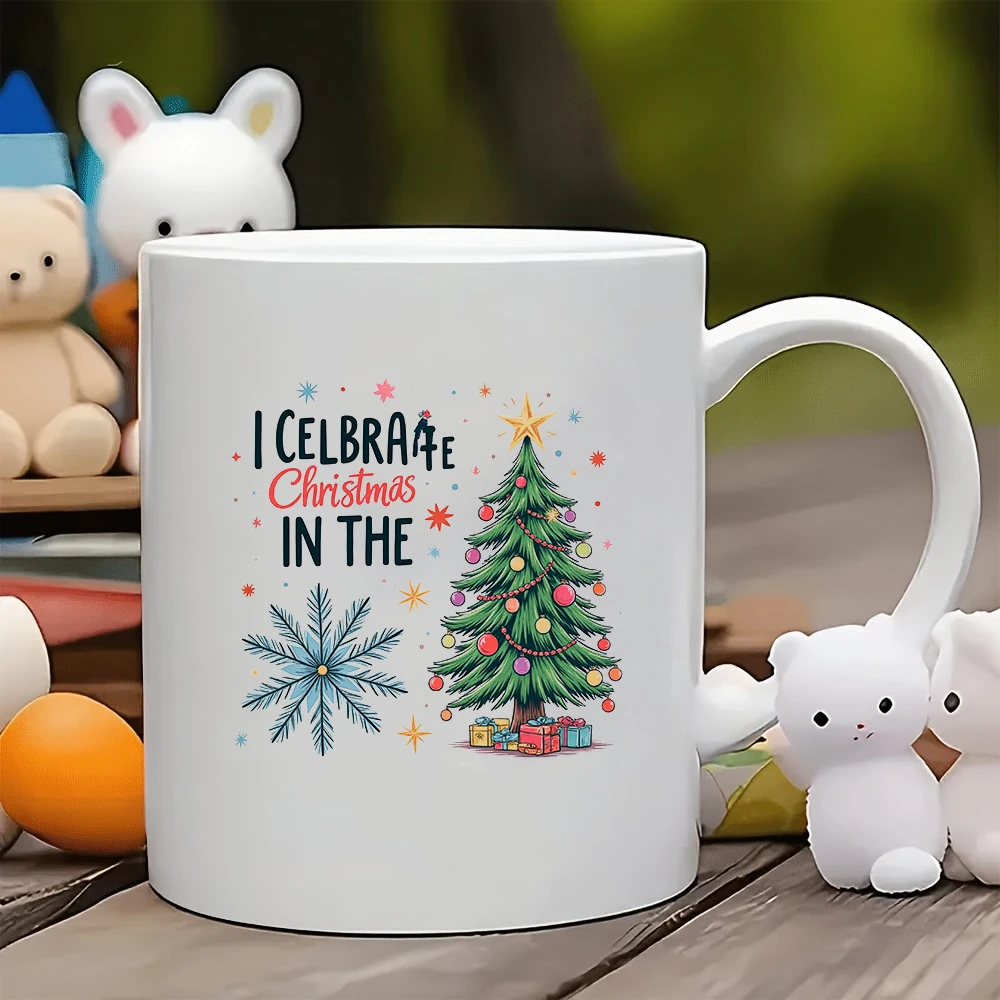 แก้ว 11 ออนซ์ + แก้วลายต้นคริสต์มาส ของขวัญคริสต์มาส แก้วน้ำเด็ก แก้วกาแฟสำหรับครอบครัวและสำนักงาน