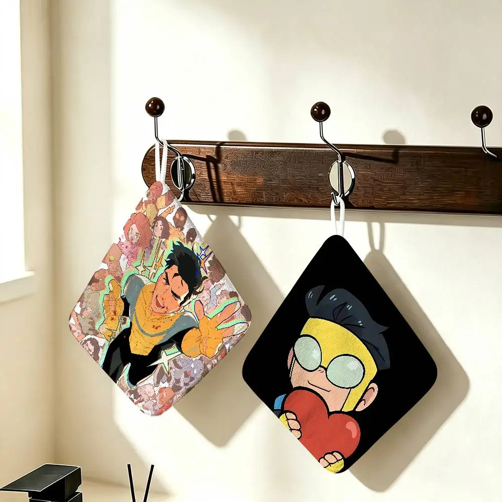 Anime I-InvincibleS Wear Resistant Hand Hanging Kitchen Towel,Polyester Cotton Material, Wiping Towel For Home