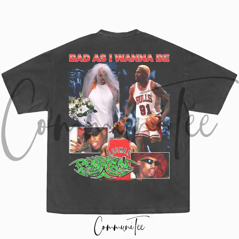 Rodman Streetwear Rap Tee Big Face Head Vintage Style Graphic Hip Hop T-shirt
