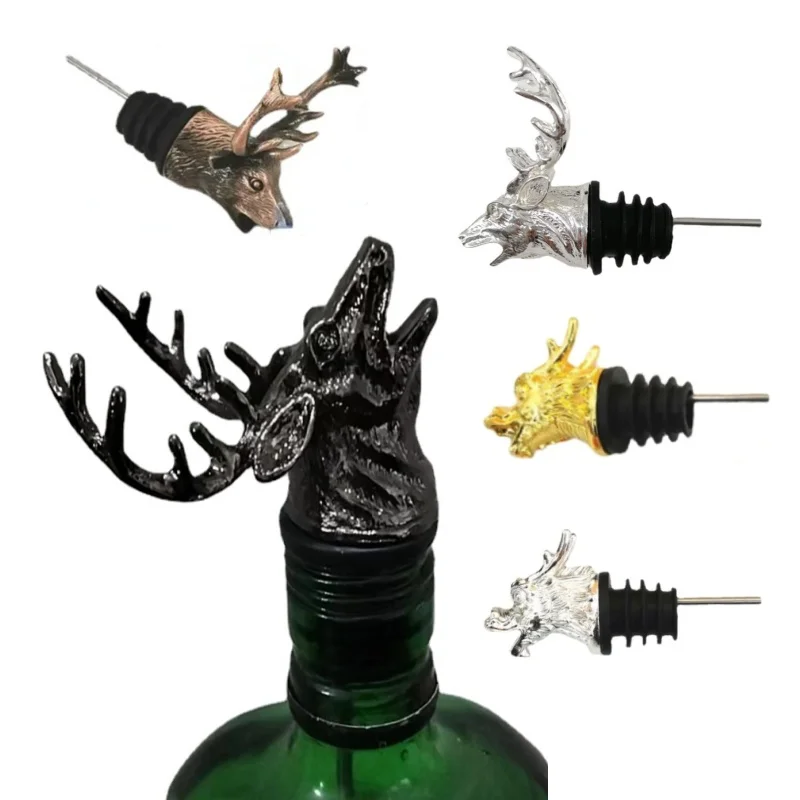 Multiple Styles Deer Dragon Head Wine Mouth Universal Bottle Pours Zinc Alloy Home Bar Tools Semi Handmade Decorative Gift