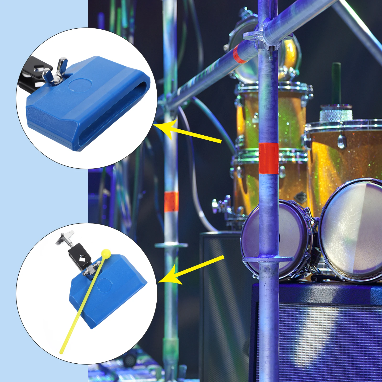

Cow Plastic Bell Noisemaker for Drum Kit Blue Alloy Percussion Accessory