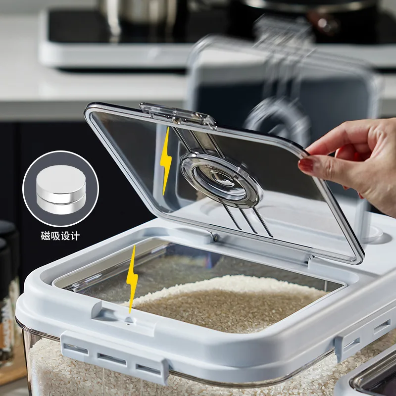Secchio per riso, secchio sigillato a prova di insetti e umidità, scatola per riporre la cucina, scatola per secchio per riso, secchio per cereali, scatola per riso