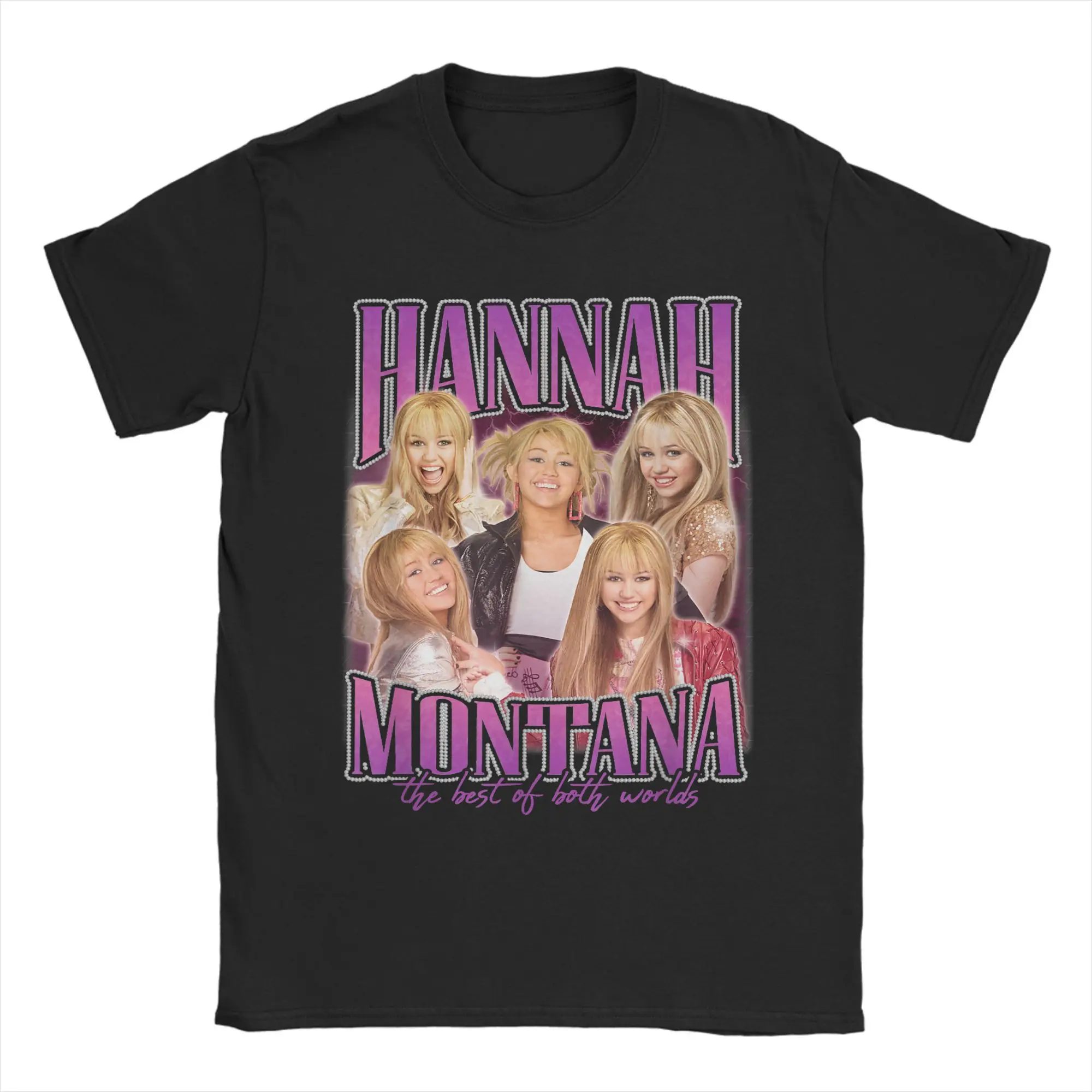 Camiseta de Hannah Montana para hombre, camiseta novedosa 100% algodón, camisetas con cuello redondo, ropa de manga corta de verano
