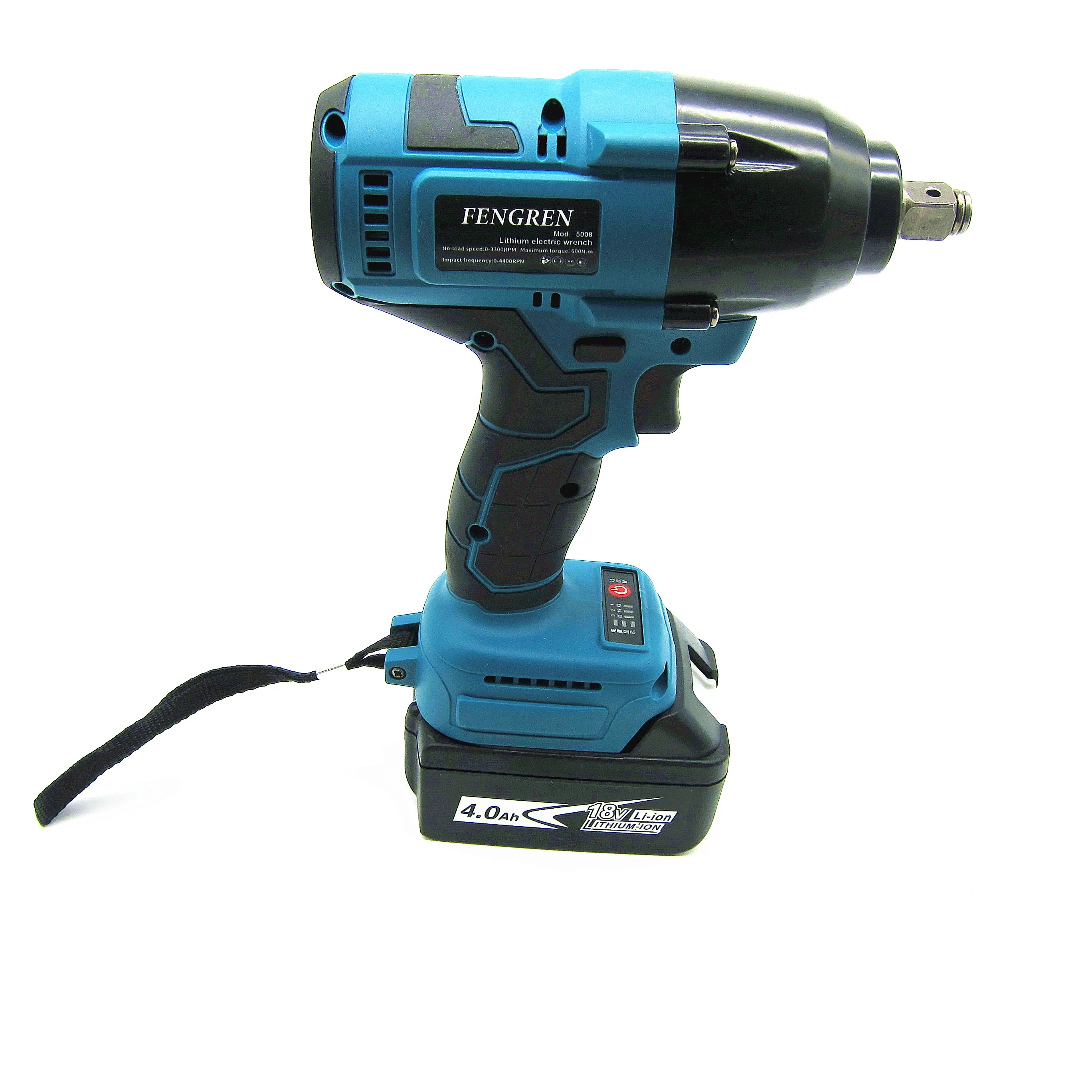 Professional Manufacture Lithium Battery Brushless Cordless 500 Torque Electric Impact Wrench