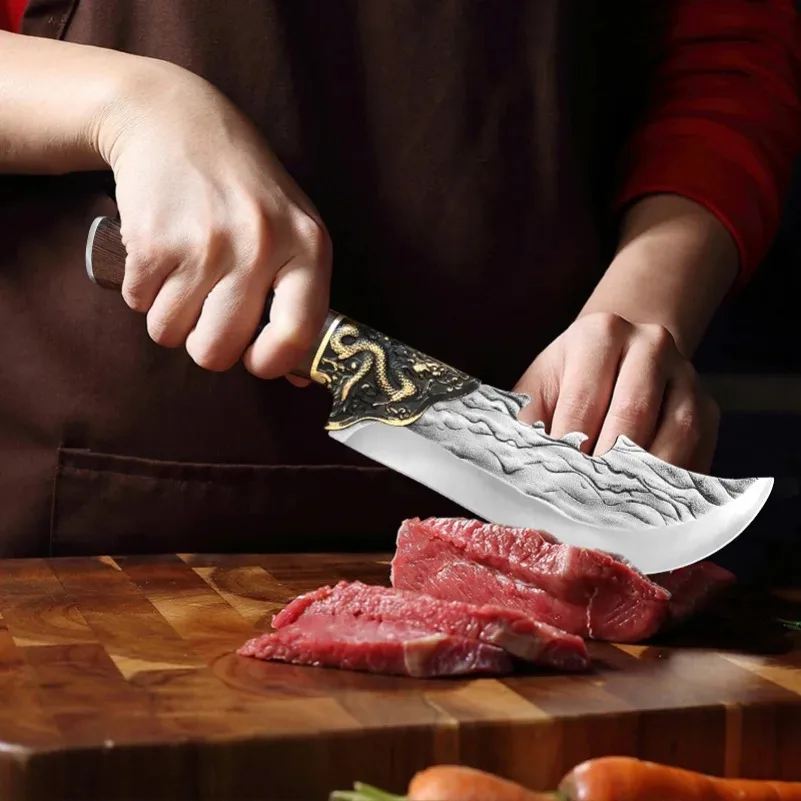 Hand Forge Blade Boning Butcher Heavy Knife Kitchen Knives Chef Cleaver Meat Fish Chop Vegetable Utility Knife Slaughter Slicing