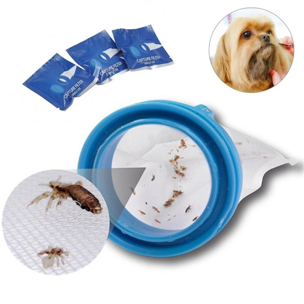 6/10/20pcs Capture Filter Snap on Lid Traps Head Lice Electric Lice Remover Comb Filter Mesh Bag for Comb Pet Accessories Set