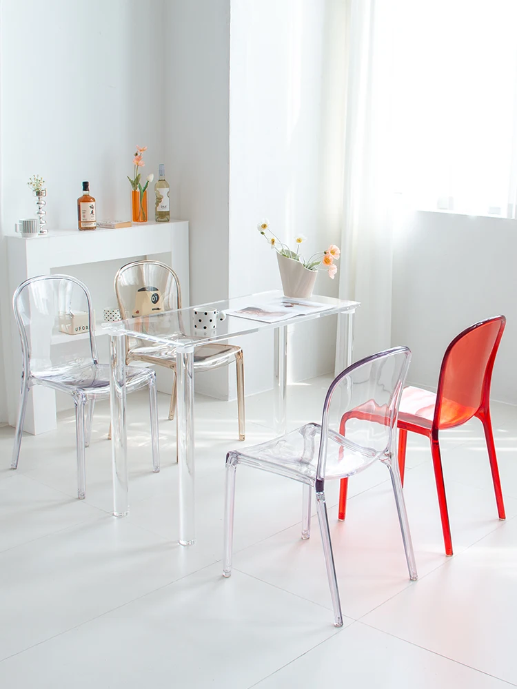 Nordic adult backrest dining chair light luxury high-end home modern simple transparent acrylic crystal chair