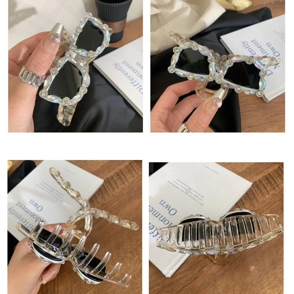 Gafas de sol acrílicas creativas para mujer, pinza para el pelo con diamantes de imitación de cristal brillante, tocado