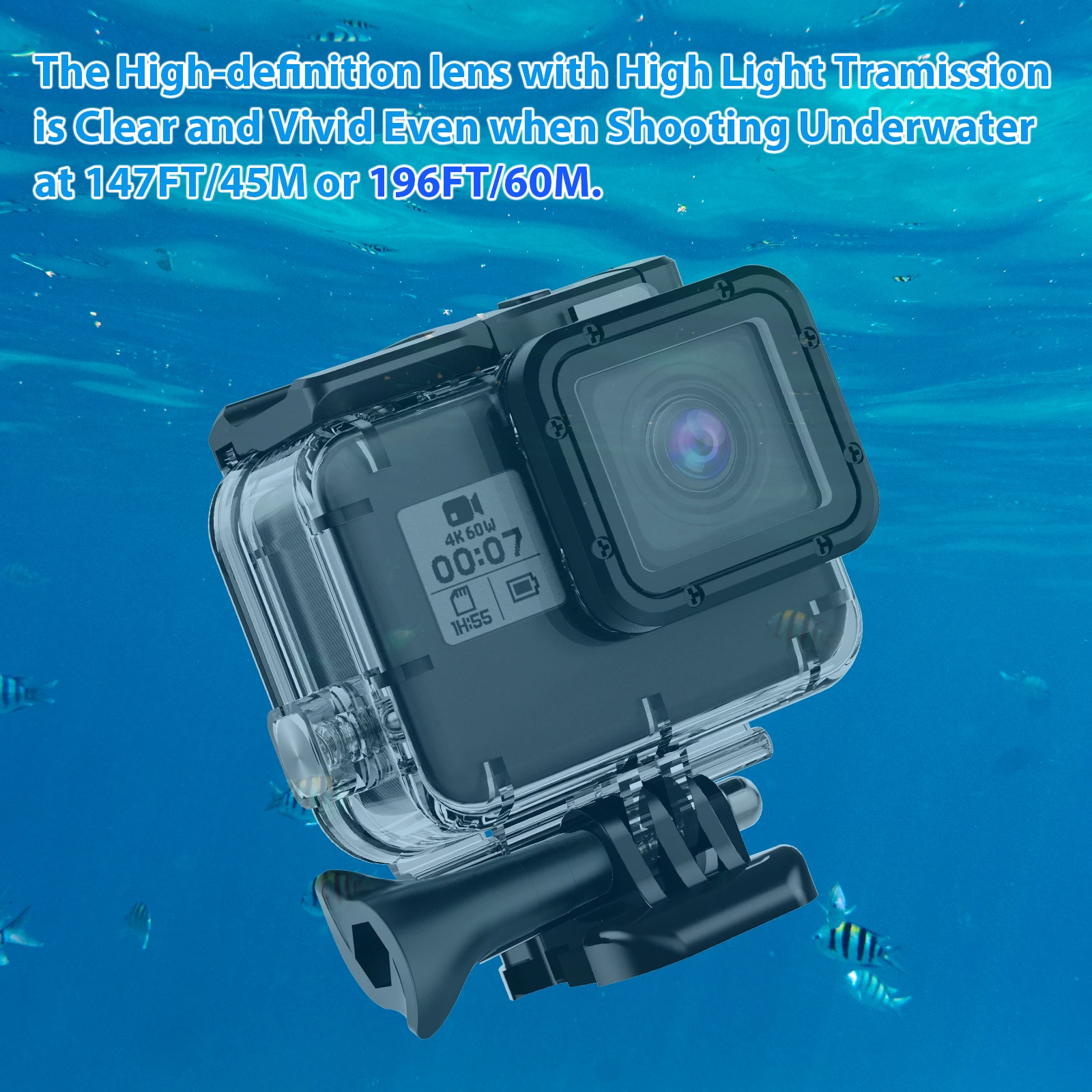 60M Waterproof Case for GoPro Hero 7 6 5 Black Protective Diving Underwater Housing Shell Cover Red Purple Color Filter