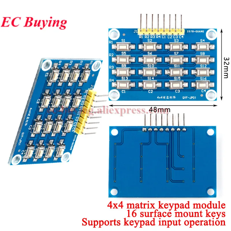 1Pc-5Pcs 4X4 4*4 16 Keys Key Matrix Keyboard Module MCU Development PCB Patch Buttons Learning Board 3.3V 5V for Arduino