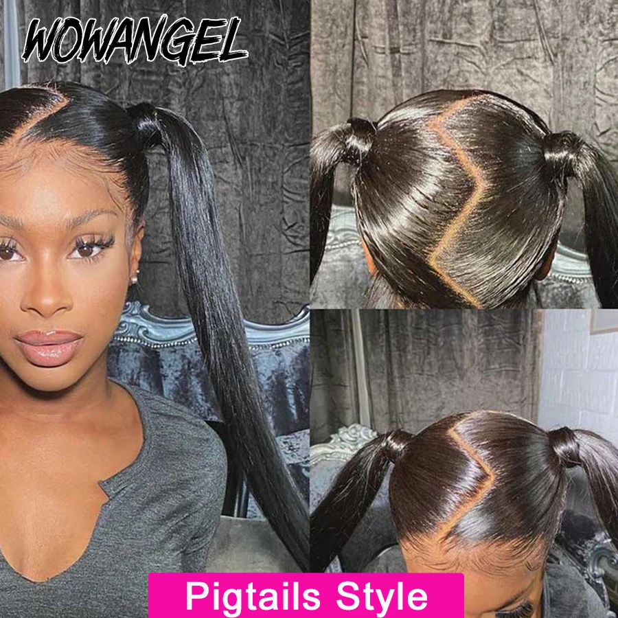 Wow Angel 360 Full Lace Human Hair Wigs Real HD Lace Frontal Wigs Melt Skins Pre Plucked 30 inch Straight Remy Hair For Woman