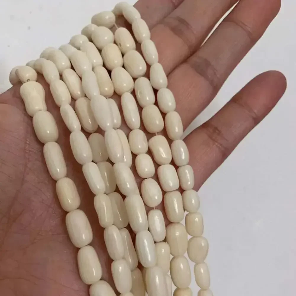 7-8x10-14mm  Natural White Coral Gem Stone Column Drum Loose Beads for Jewelry Making DIY Bracelet Necklace 15\