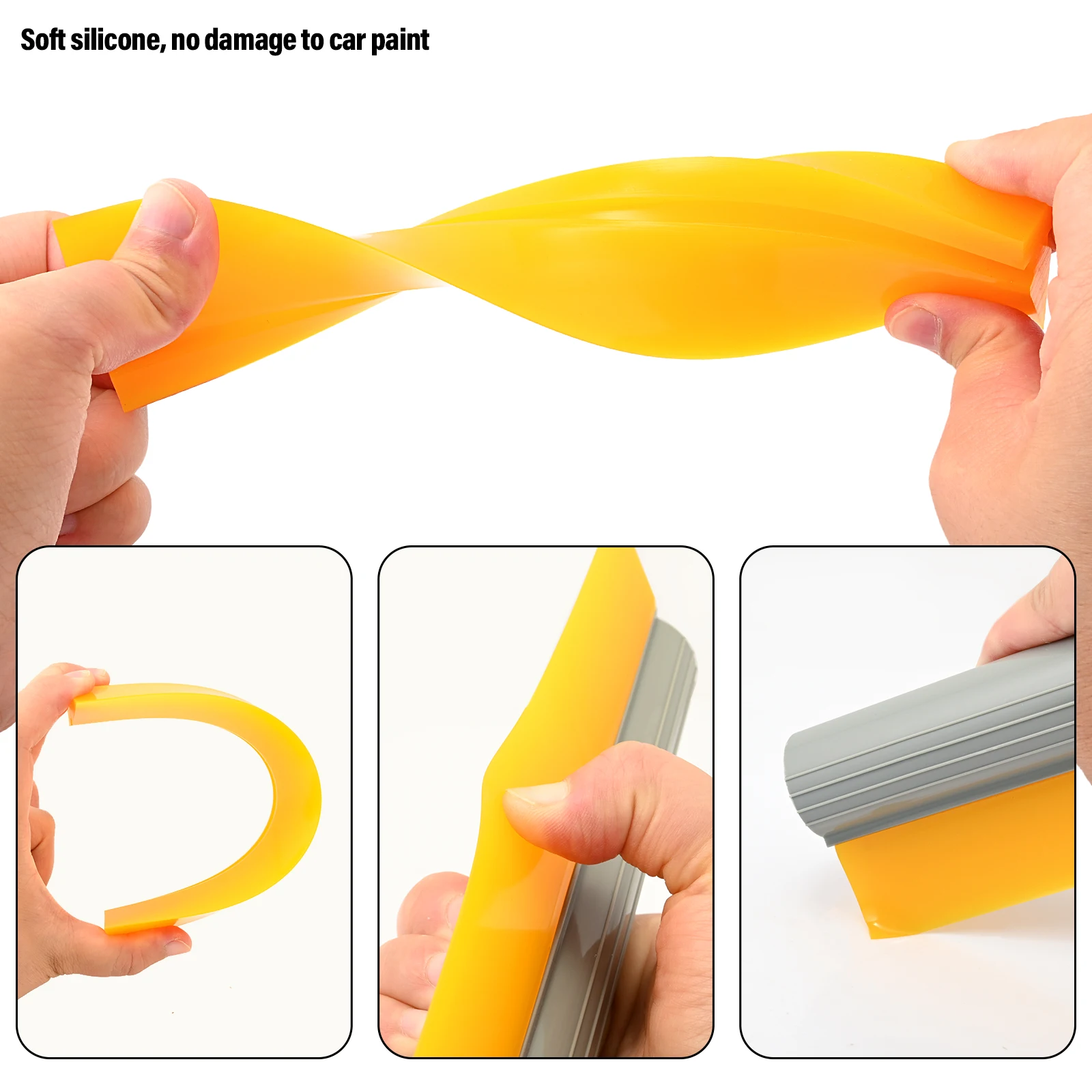 FOSHIO 5.5/9 Inch Yellow Rubber Blade Turbo Squeegee Ice Scraper Household Window Glass Water Cleaning Shovel Car Film Wrap Tool