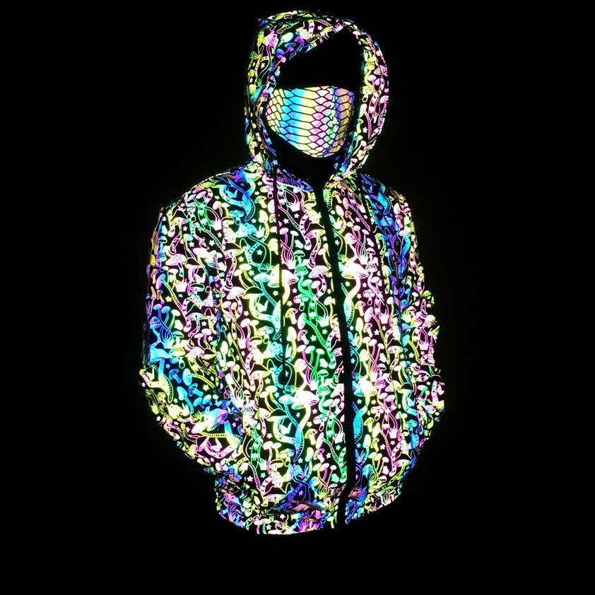 

Colorful Mushroom Reflective Jacket Men 2022 Spring Mens Hooded Jackets and Coats Cool Fashion Night Running Chaquetas Hombre