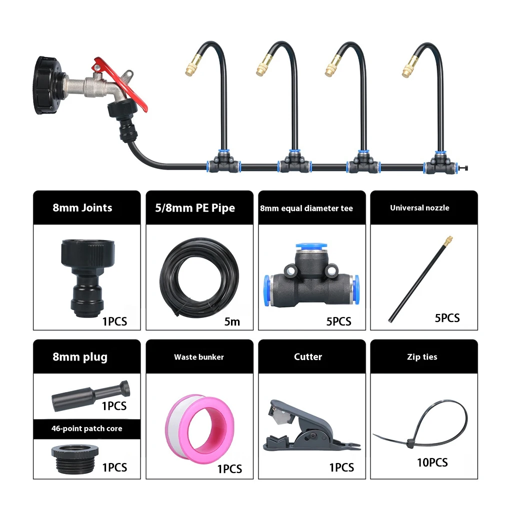 5M-20M DIY Universal Sprayer Kit 360° Curved Garden Automatic Irrigation System for Garden Plant Fogging Watering Irrigation