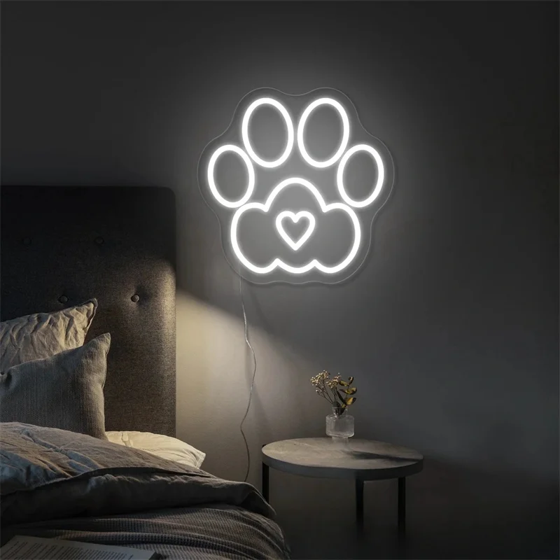 Paw Print Neon Sign Animals Paw Print Custom Neon Sign Led Light Wall Decor Pets Shop Neon Sign Pets Shop Decor Birthday Gift