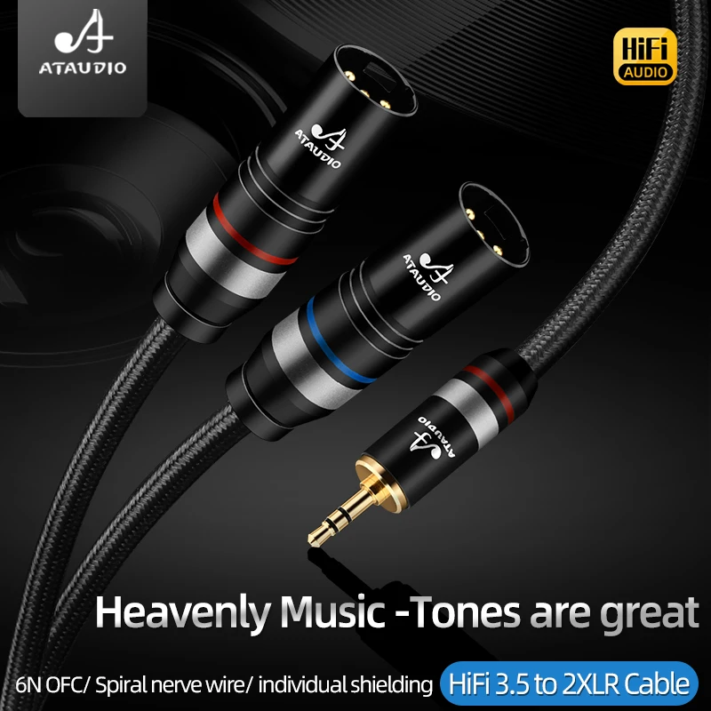 

Высококачественный 6N OFC HiFi кабель 3,5–2XLR для микшера для наушников MP3 Y Разветвитель 3,5 мм к двойному аудиокабелю XLR 3Pin