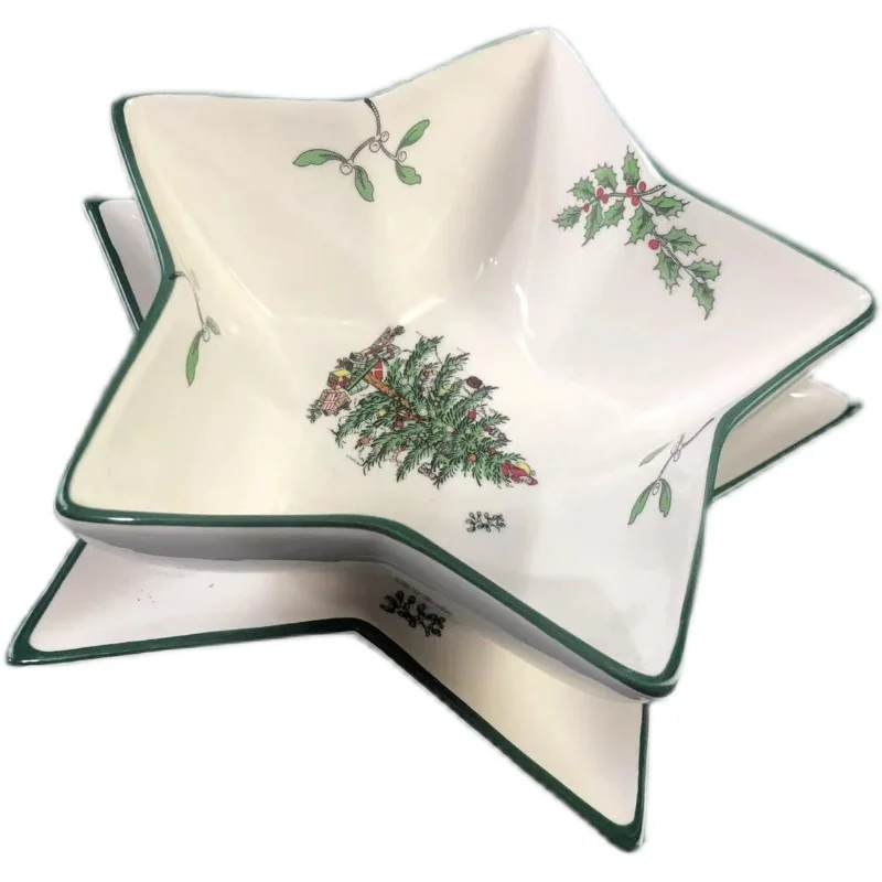 Christmas Tree Plate Star Bowl Fruit Snack Tray Home Decoration Accessories Dinner Cake Sales Restaurant Supplies noel vaisselle