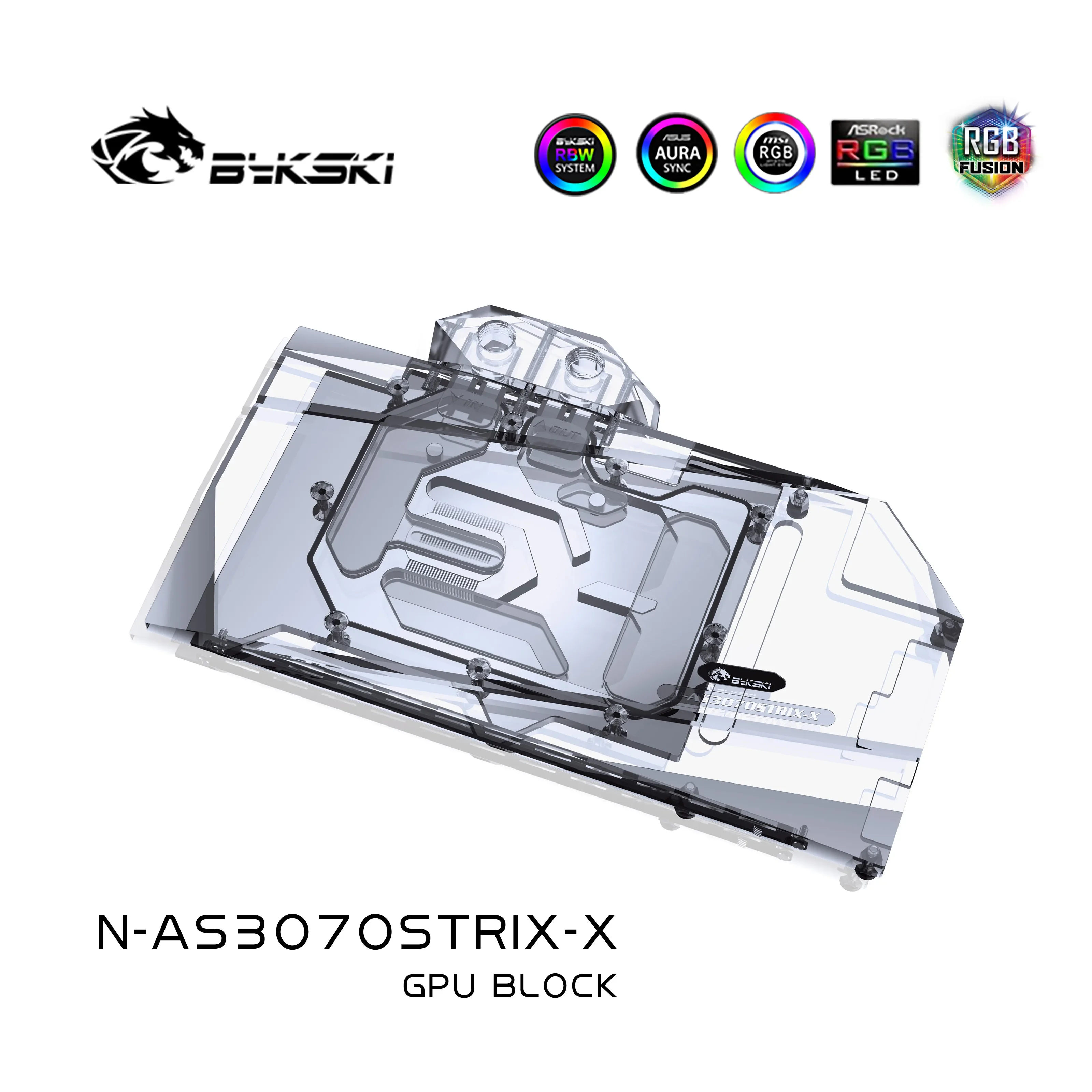 Bykski Water Block Use for ASUS ROG STRIX RTX 3070 8G/3060TI O8G GAMING GPU Card / Full Cover Copper Radiator / RGB Light