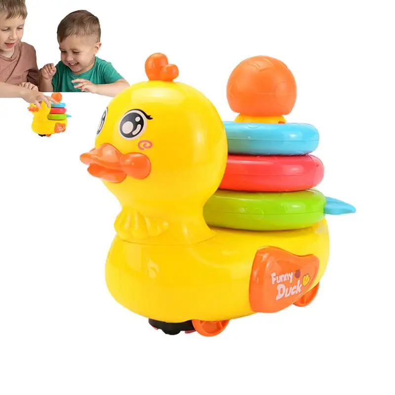 Toddler Musical Duck Toy Kid Learning Development Toy With Music And LED Lights Electric Duck Walking Toss Ring For Boys & Girls