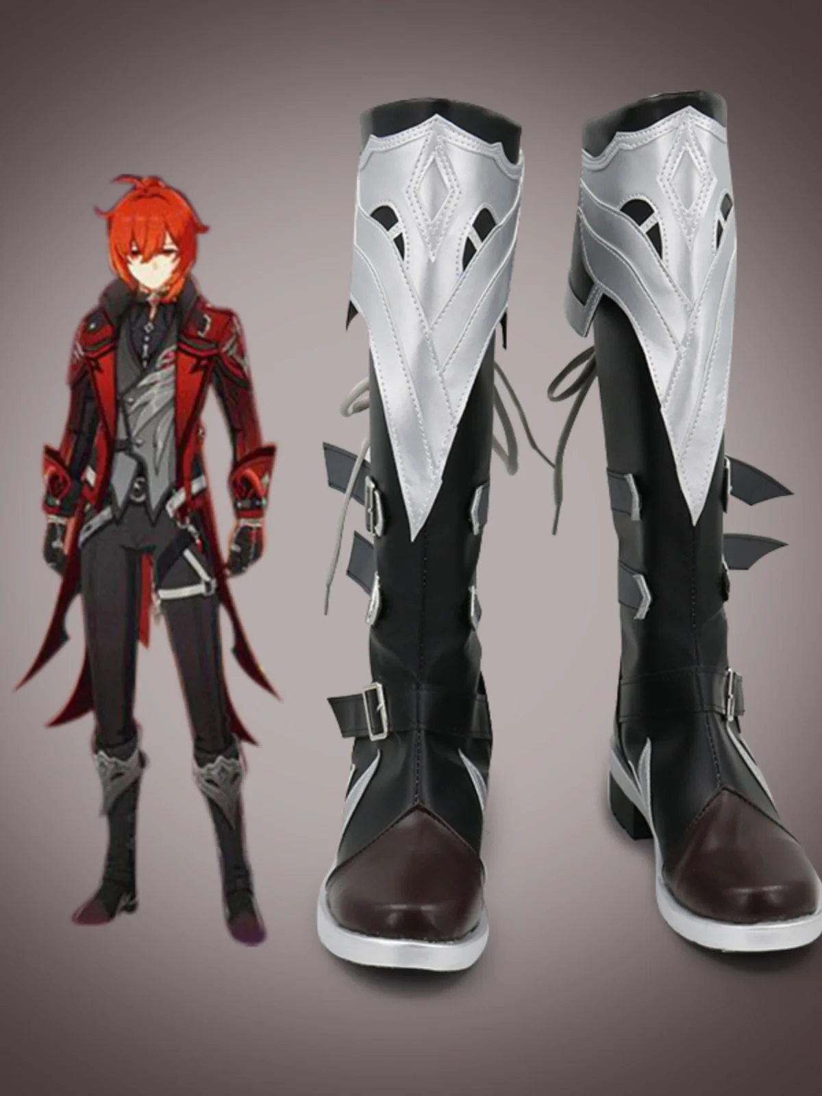 

Genshin Impact Diluc Ragnvindr Cosplay Shoes Women Man Diluc Cos Halloween Costumes Black Anime Boots