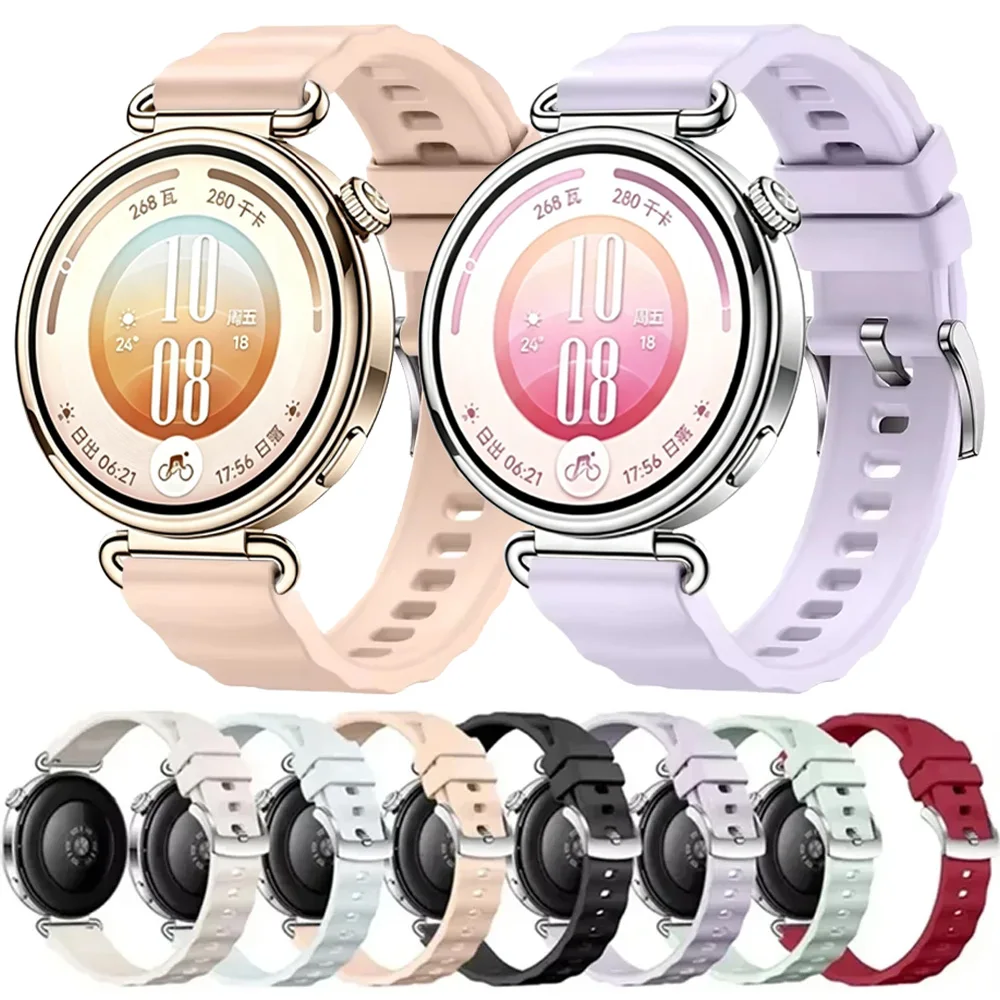 18mm Wave Silicone Strap For Huawei Watch GT7-6-5-4 41mm Bracelet Wristband For Huawei 5/GT5 Pro 42mm OPPO Watch X3 Mini X2 Mini