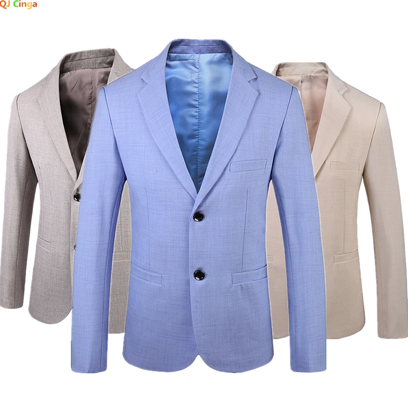 

Sky Blue Suit Jacket Men's Spring and Autumn New Men Business Casual Coat Male Beige Blazer Menteau calça