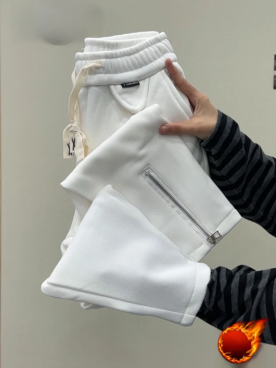 

Women's Winter Thiened Fce High Waist Zipper Sweatpants Casual Pants Harlan Pants Cotton Warm Trousers