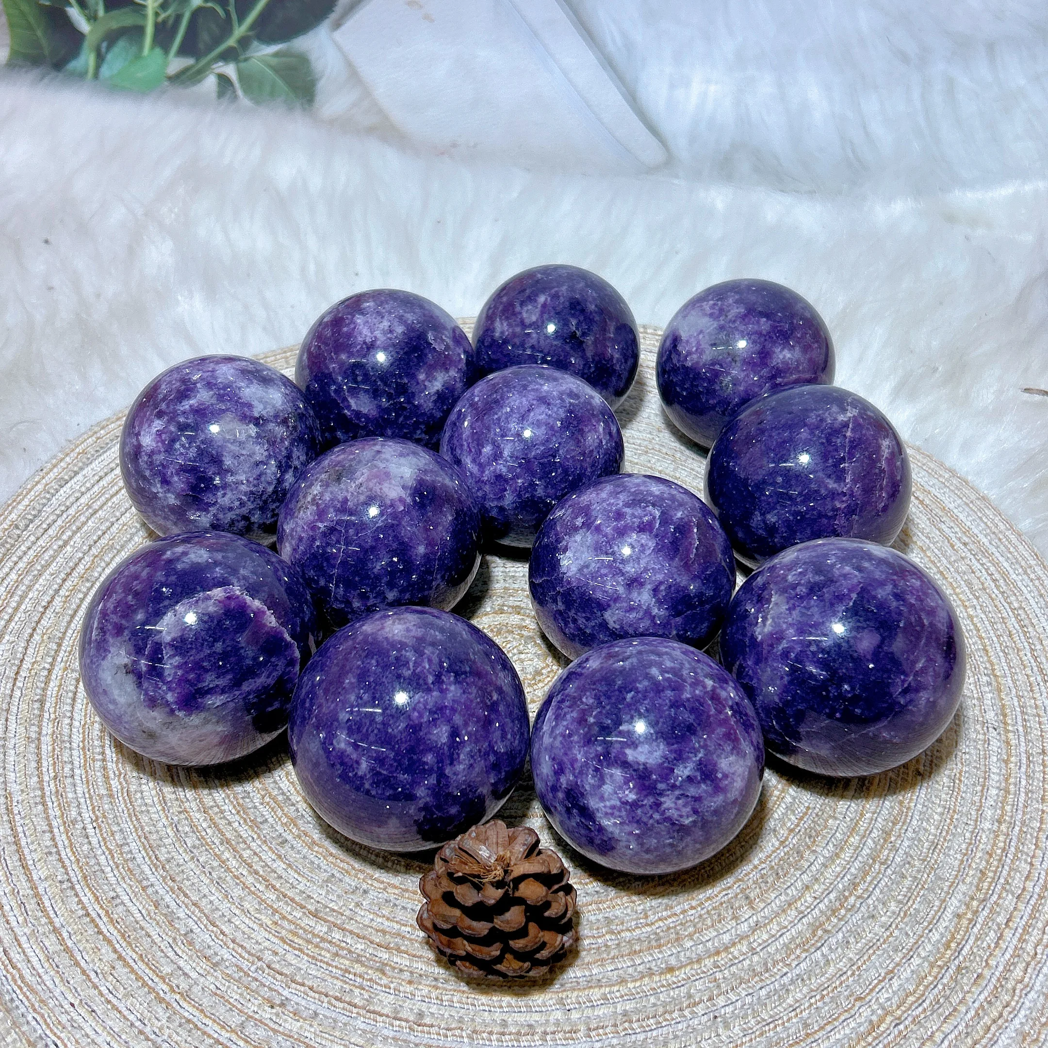 Picture 6: High Quality Natural Crystal Flashy Lepidolite Sphere Polished Ball Gemstones Healing Energy Home Decorations Room Decor Gift