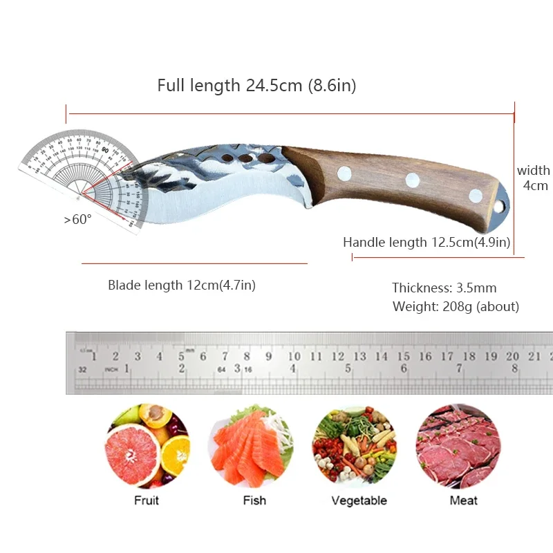 Butcher Boning Knife Cleaver Meat Chopping Vegetable Kitchen Knives Hand Forge Blade Wood Handle Chef Knife Slicing Utility Tool