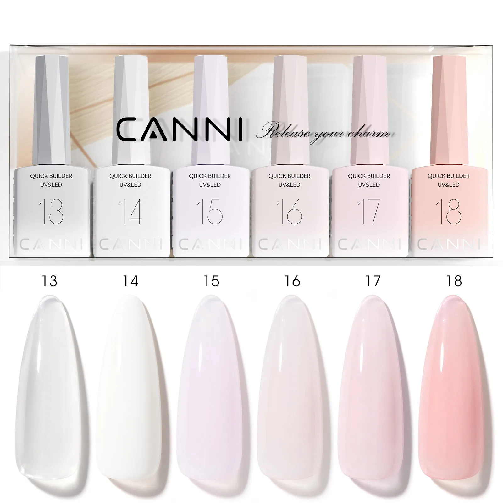 6 stks/kit CANNI Gel Nagellak TPO GRATIS Rubberen Basis Gel UV Bouw Gel Nagel Semi Transparante Jelly Roze Collectie Gel Kit