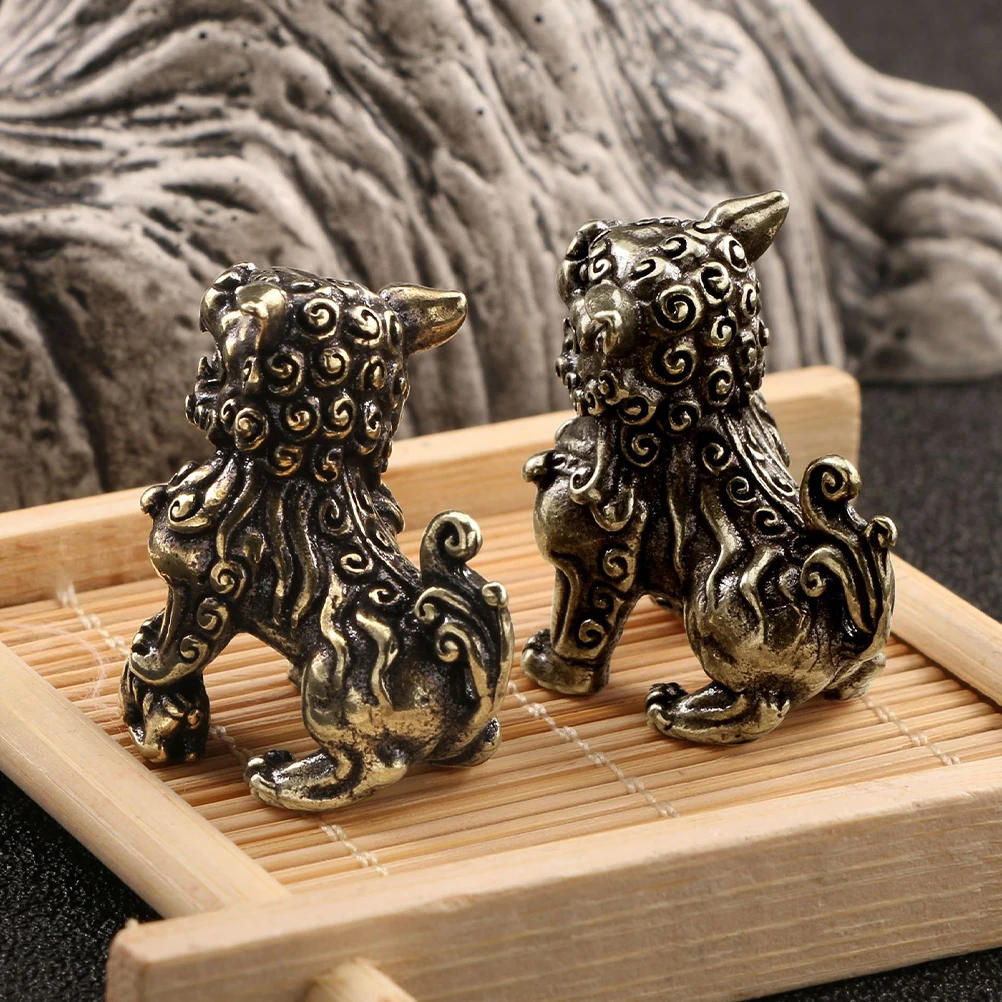 

Brass Ornament Vintage Lion Desktop Decor For Home Office Tea Pet Miniature Sculpture Lion Adornment Decor