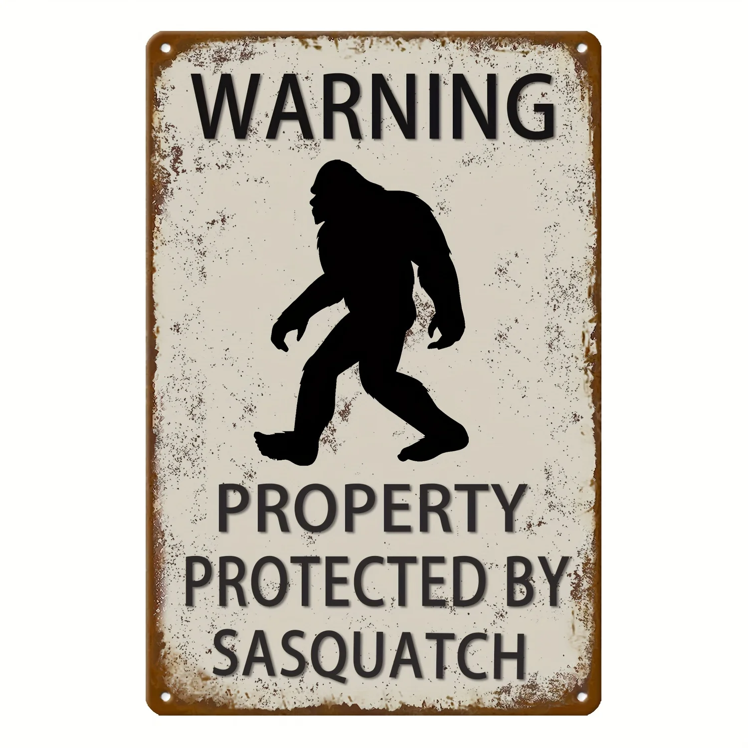 1pc Vintage Sasquatch Metal Warning Sign - 
