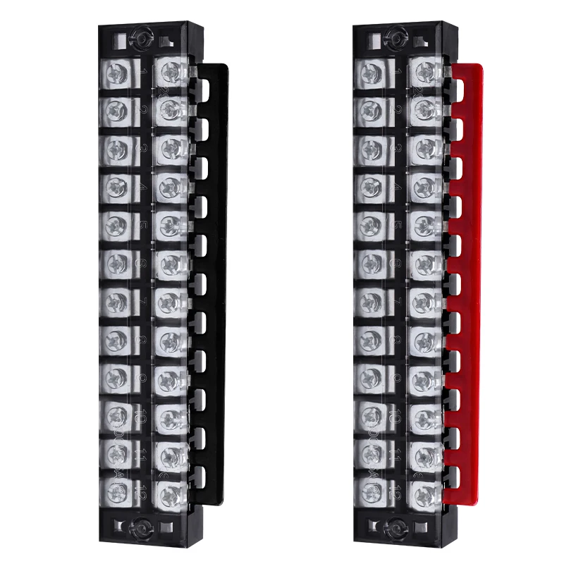 1 sztuk 25A 600V podwójny rząd pasek elektryczny zacisk śrubowy blok ogrodzenia śruba wstążka złącze przewodu 3/4/5/6/8/10/12 pozycja