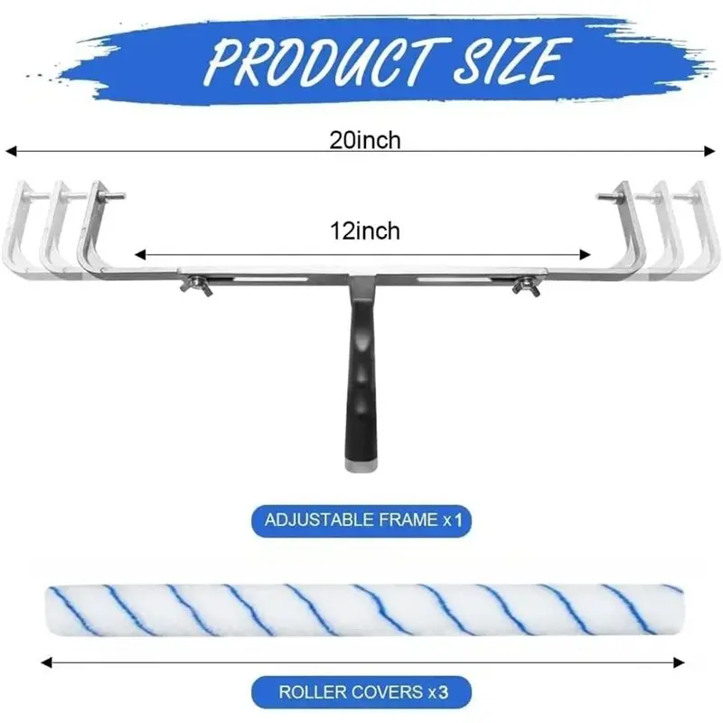 AB34-Adjustable 12-20 Inch Paint Roller Frame Set With 3 Microfiber Roller Professional Painting Tool Kit